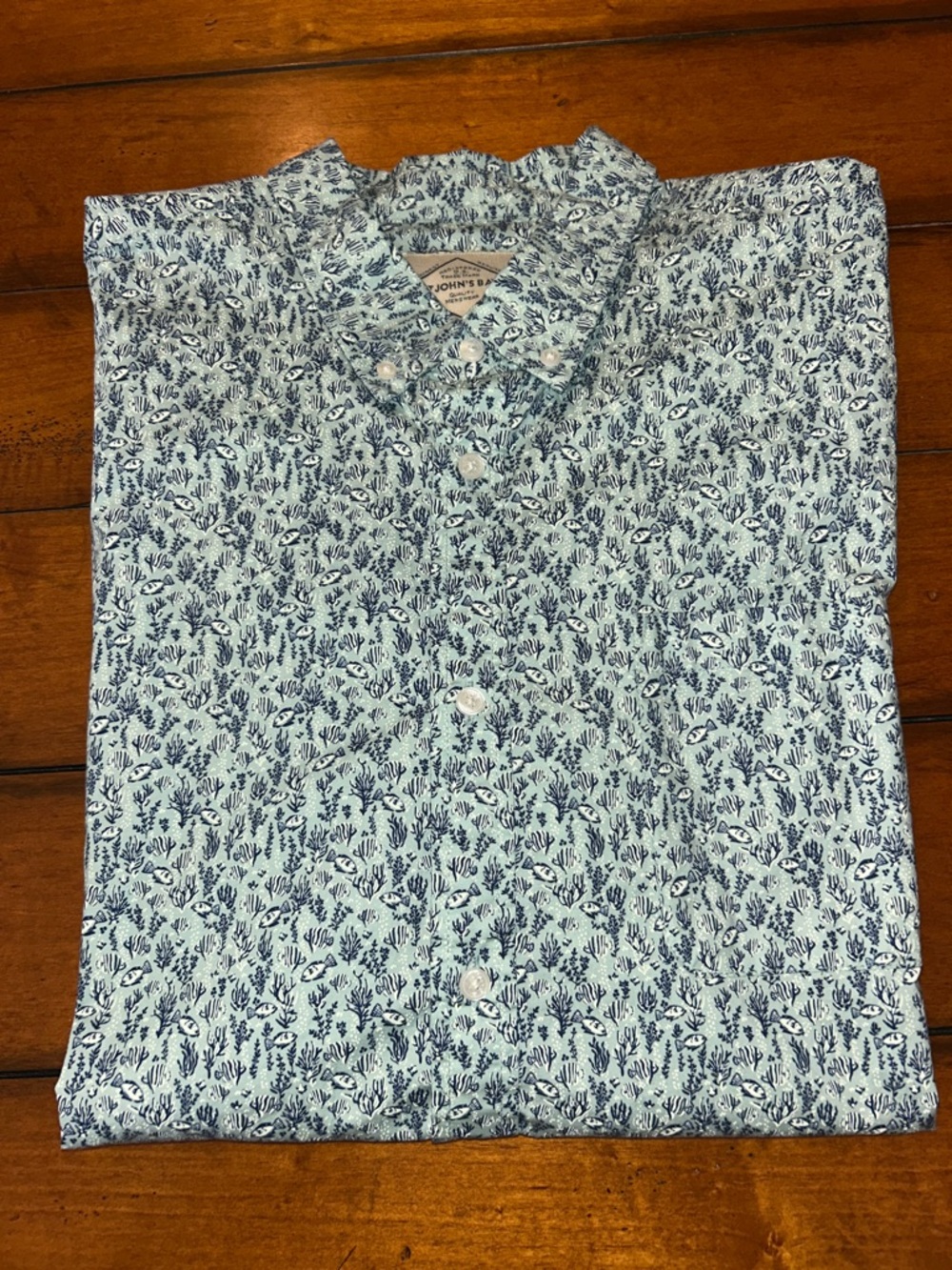 St. John's Bay Men’s Blue Patterned Button-Down Shirt